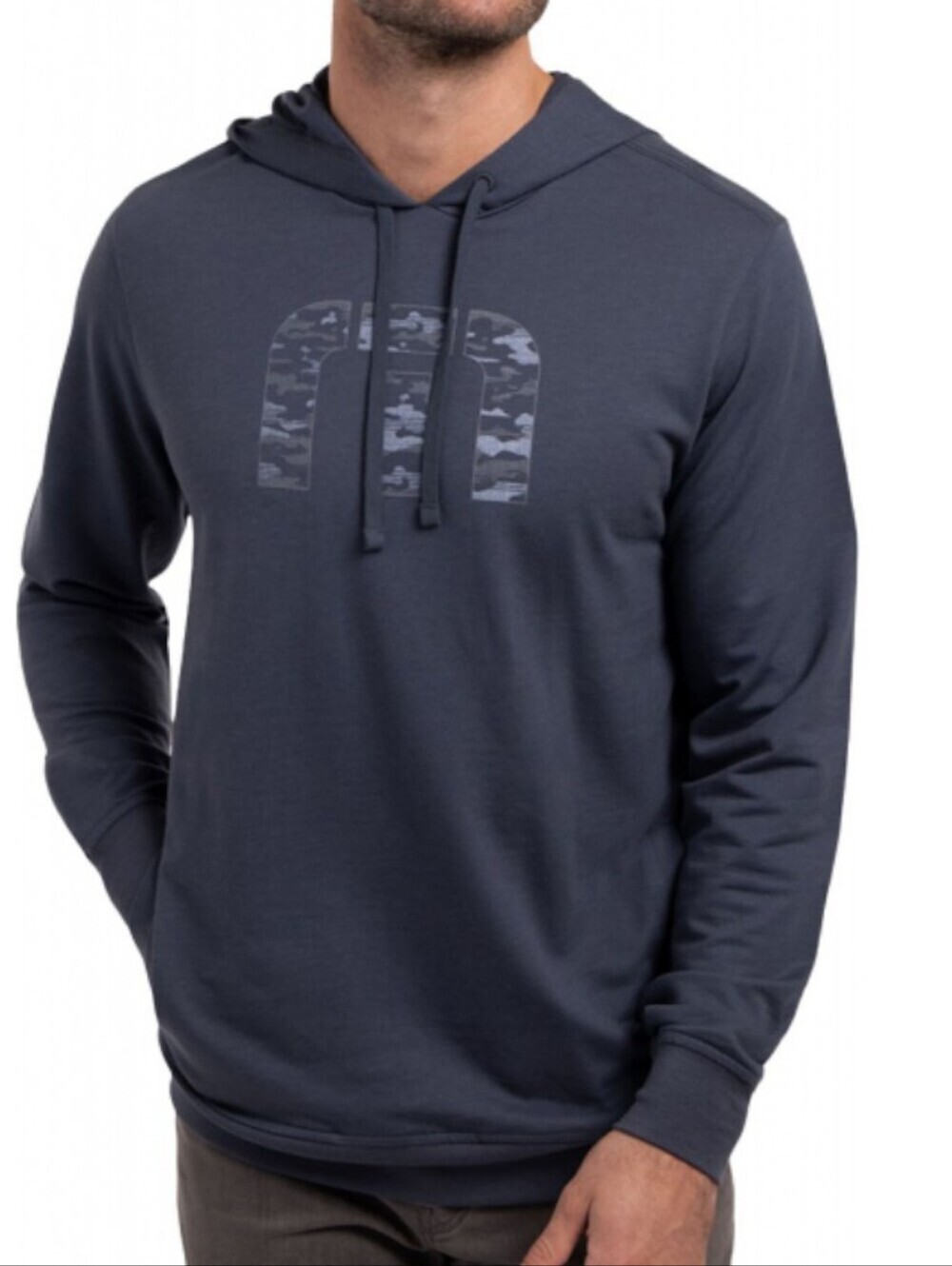 Travis Mathew Men's Riverland Hoodie in Navy with Camo Logo